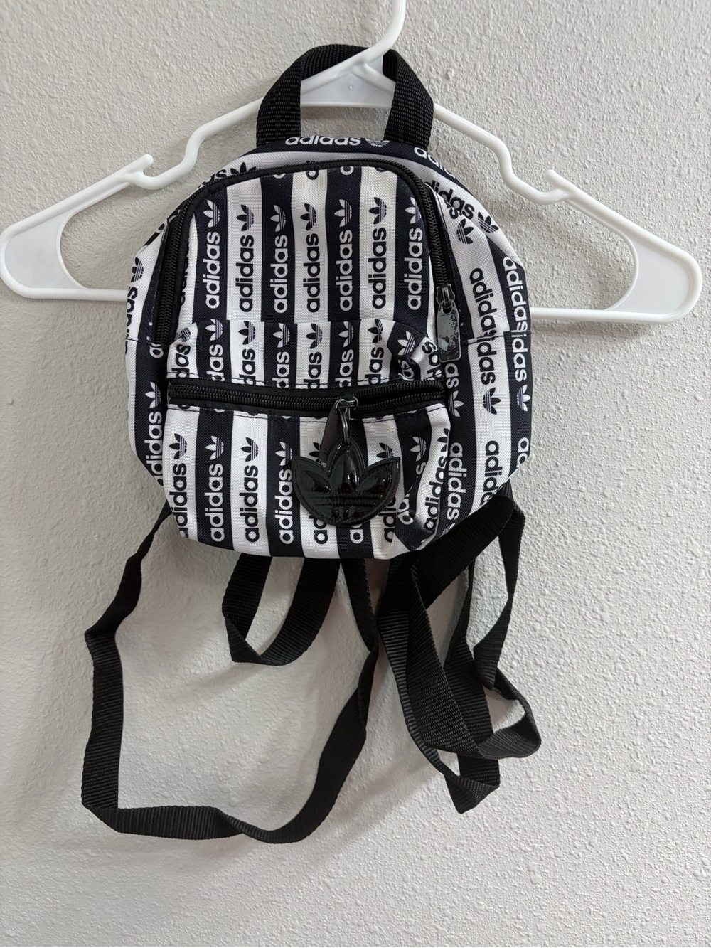 adidas Black & White Logo Stripe Mini Backpack
